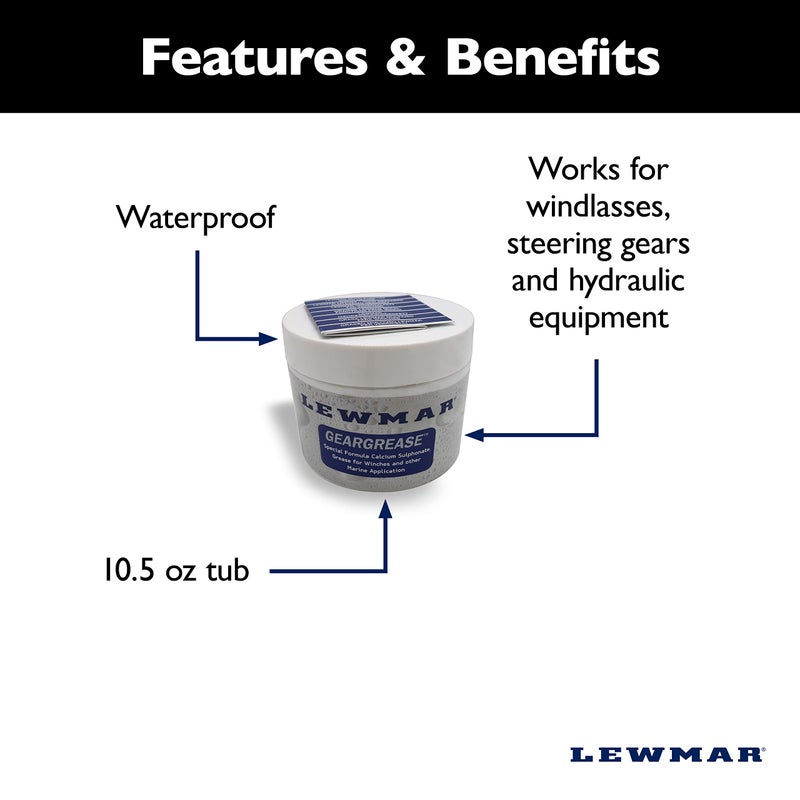 Lewmar Winch Grease, 10.5 oz Tube â€“ Winch Maintenance Grease with Solid Activation and Load-Carrying Features â€” for winches, windlasses, Steering Gears, Trailer Wheel Bearings, Hydraulic Equipment - Image 2